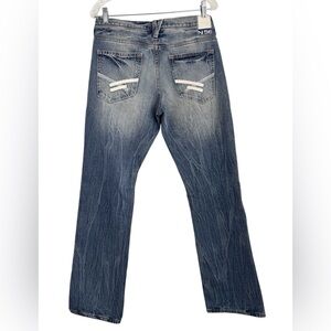 HELIX Vintage Blue Straight Jeans Wash W30/32 Embroidered Back Pockets